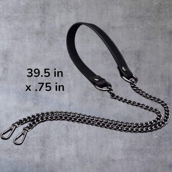 Faux Leather and Metal Allow Black Onyx Chain Shoulder Bag Replacement Strap - Picture 1 of 6